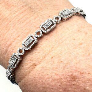 Womens Bracelet 14K White Gold 2 CT. Total Weight Diamond Art Deco Inspired